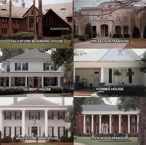 Mystic Falls Salvatore House, Tvd Salvatore House, Vampire Diaries House, Tvd House, Salvatore House, Vampire Things, Salvatore Boarding House, Covington Georgia, Different Types Of Houses