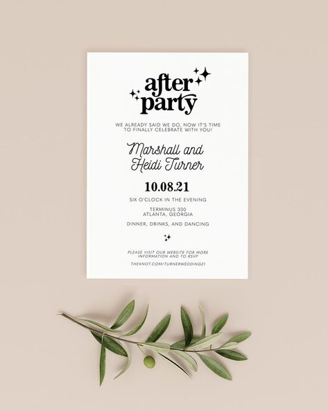 After The Wedding Celebration Invitation, Surprise Reception Ideas, Elopement Wedding Invitations, Backyard Wedding Celebration, Wedding After Party Invitation, Elopement After Party Invitations, Celestial Reception, Elopement Party Receptions, We Eloped Reception Invitations