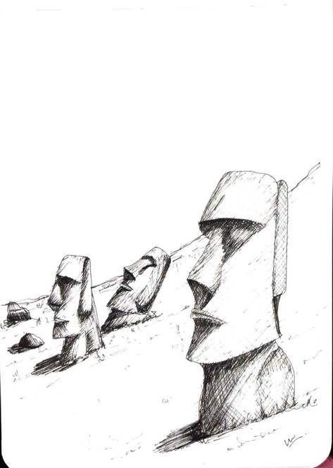 Easter Island Head Tattoo, Stonehenge Tattoo, Stonehenge Drawing, Leather Iphone Case Wallet, Sculpture Sketch, Moai Statues, Easter Island Statues, Easter Island Heads, Inktober 2024