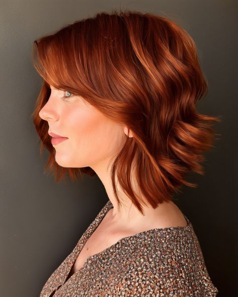 Auburn Angled Layered Bob Haircut Angled Layered Bob, Auburn Hair Colour, Layered Bob Haircut, Hairstyles For Seniors, Hair Colour Ideas, Sophisticated Hairstyles, Colour Trends, Hair Color Auburn, Layered Bob Hairstyles