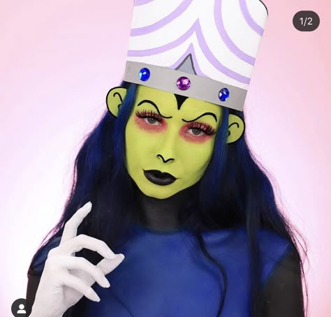 Mojo Jojo Costume, Mario Cosplay, Super Nana, Mojo Jojo, Creepy Halloween Makeup, Neon Glitter, Clever Halloween Costumes, Cartoon Cosplay, Spooky Szn