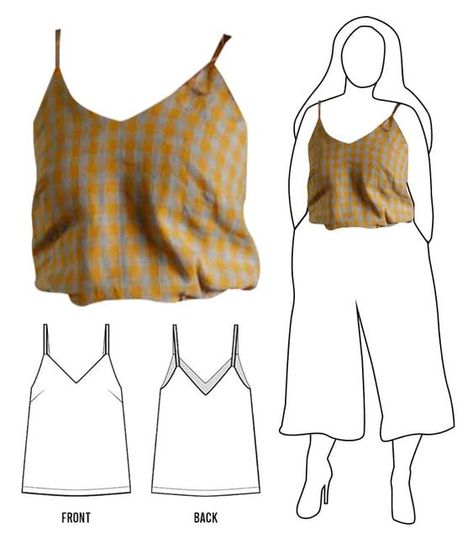 Sewing Pattern Camisole, Free Linen Top Pattern, Camisole Top Sewing Pattern Free, Free Tank Sewing Pattern, Sew Tank Top Pattern Free, Flowy Tank Top Sewing Pattern, Easy Tank Top Sewing Pattern Free, Tank Tops Patterns Free Sewing, Cotton Tank Top Sewing Pattern