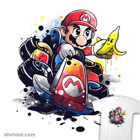 Go Kart Watercolor | Shirtoid #gaming #mario #mariokart #nemimakeit #nintendo #noemifadda #videogame #watercolor Mario Tattoo, Super Mario Art, Nintendo Art, Mario Art, Mario And Luigi, Watercolor Canvas, Mario Kart, Go Kart, Mario Bros