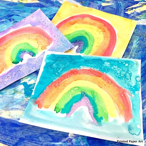 Rainbow Salt, Painted Paper Art, Grade 1 Art, Salt Art, Mini Masterpieces, Salt Painting, April Art, Kids Rainbow, Rainbow Paint