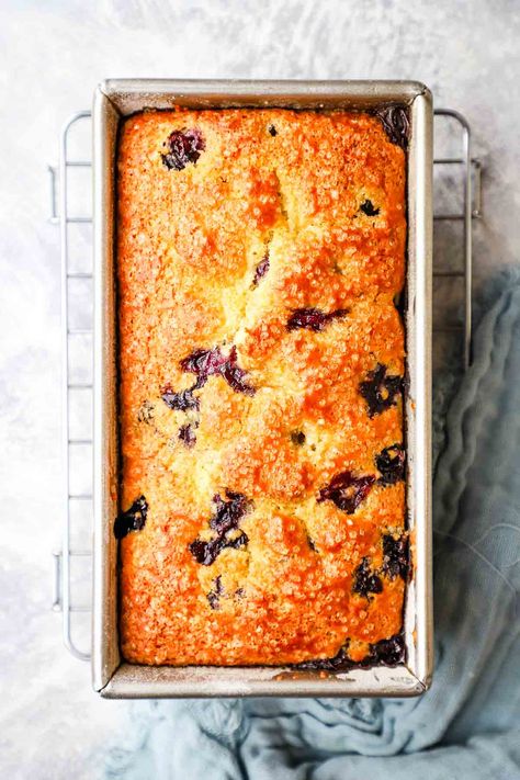 Made with Greek yogurt and olive oil and bursting with juicy blueberries in every bite, this moist and delicious blueberry loaf cake is the perfect breakfast, snack or dessert! Cake With Greek Yogurt, Cake With Yogurt, Blueberry Loaf Cake, Peach Blueberry Crisp, Blueberry Yogurt Cake, Blueberry Loaf Cakes, Orange Loaf Cake, Greek Yogurt Cake, Chocolate Loaf Cake