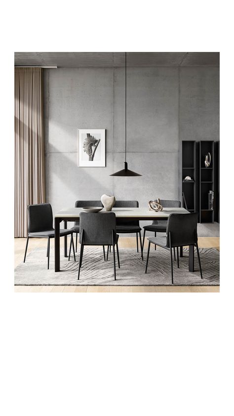 Beautiful lines and strong visual appearance make the Lyon table the perfect choice for a contemporary dining room. The perfectly straight edges of the table top accentuate the geometrical expression that defines this modern table. Need extra seats? Just pull out the clever, built-in extension leaf and go from a 4-person family meal to a dinner party seating 10. Black Metal Dining Chairs, Danish Furniture Design, Contemporary Dining Room, Metal Dining Chairs, Velvet Dining Chairs, Furniture Styles, Extendable Dining Table, Dining Room Design, Dining Chair Set