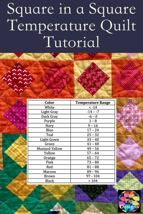 Temperature Quilts Pattern, Temperature Quilt Pattern Free, Temperature Quilt Color Chart, Temperature Quilts Ideas, Temperature Quilt Pattern, Temperature Quilt Ideas And Designs, Weather Quilt, Temperature Project, Temperature Quilts