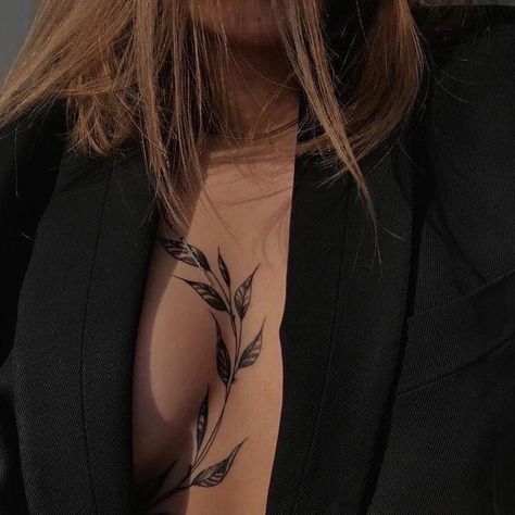 Underboob Tattoo Designs, Chest Tattoos For Women, Sternum Tattoo, Discreet Tattoos, Dainty Tattoos, Spine Tattoos, Elegant Tattoos, Feminine Tattoos, Dope Tattoos