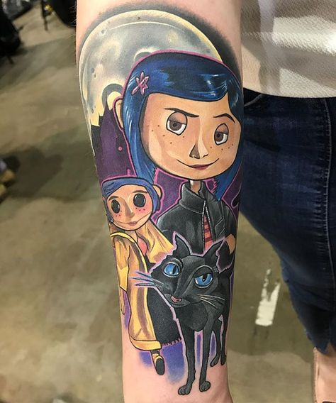 Michelle Maddison on Instagram: “Coraline for Liz, thank you 😊 made this weekend at the @bignorthtattooshow @fusion_ink @killerinktattoo @sempertattoo #newcastle…” Coraline Tattoo, Tim Burton Tattoo, Stone Tattoo, Nightmare Before Christmas Tattoo, Literary Tattoos, Doll Tattoo, Christmas Tattoo, Scary Tattoos, Fusion Ink