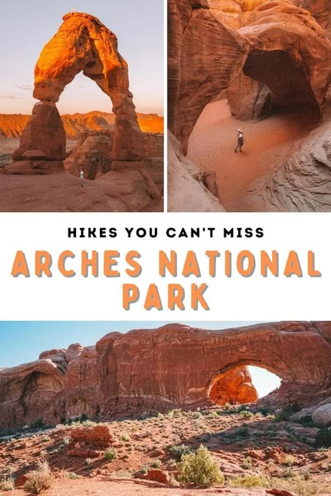 Ready to explore the best hikes Arches National Park has to offer? These are the 9 best hikes in Arches National Park you won't want to miss. These Arches National Park hiking trails range from moderate to easy and help you see some of the best arches in Arches National Park as well as some other scenic areas. | arches national park hikes | best hikes in moab utah Arches National Park Hikes, National Park Hikes, Utah National Parks Road Trip, Utah Arches, Utah Vacation, Utah Road Trip, Delicate Arch, Hiking National Parks, National Park Road Trip