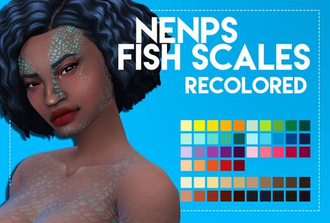 Nenps Fish Scales Recolor I recolored these darn good looking fish scales because I needed them for my gameplay, but I thought I’d share them with you humans too!  Important info:  - The tattoo version is required for all the others packages to... Sims 4 Mermaid Cc Scales, Lagoona Blue Sims 4 Cc, Sims 4 Cc Mermaid Gills, Sims 4 Custom Content Skin Details, Sims 4 Mermaid Cc, Los Sims 4 Mods, Mermaid Skin, Makeup Cc, Sims 4 Mm Cc