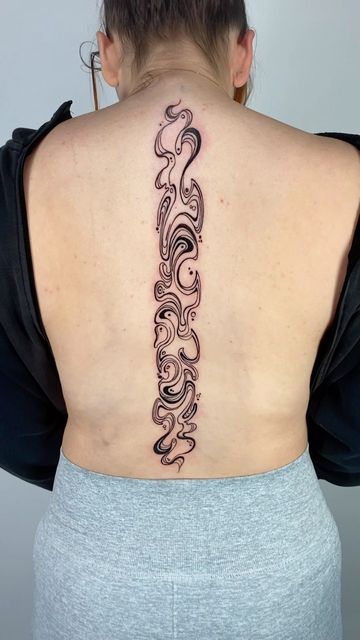 Swirly Abstract Tattoo, Marble Effect Tattoo, Blackwork Spine Tattoo, Marbling Tattoo, Marble Tattoo Design, Abstract Spine Tattoo, Treasure Planet Tattoo, Swirly Tattoo, Marble Tattoo