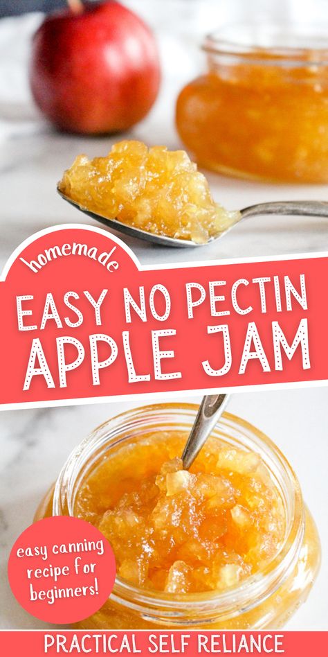 Preserve Apples, Apple Jam Recipe, Preserving Fruit, Jam Without Pectin, Canning Apples, Canning Jam Recipes, Easy Canning, Recipe For Beginners, Jam Recipes Homemade