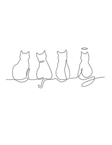 Cat Minimal Tattoo, Three Cats Tattoo, Tattoo Cat Minimalist, Minimalist Cat Tattoo Designs, Lifeline Tattoos, Cat Outline Tattoo, Cat Tattoo Ideas, Single Line Tattoo, Planet Tattoos