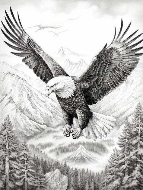 Eagle Sketch Pencil Drawings, Eagles Drawing, Bald Eagle Drawing, Eagle Drawings, Bald Eagle Pictures, Eagle Sketch, Free Colouring Pages, Types Of Eagles, Eagle Soaring