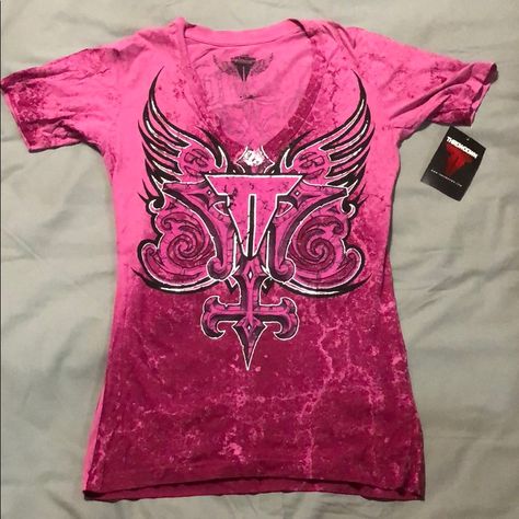 Ladies Shirt 100% Cotton Pre-Shrunk Size M Size L Scene Shirts, Scene Clothing, Affliction Clothing, Scene Shirt, Pink Shirts, Miss Match, Metal Shirts, Bling Wallpaper, Baby Graphic Tees