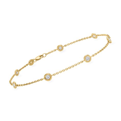 .50 ct. t.w. Diamond Station Bracelet in 14kt Yellow Gold No Buy, Station Bracelet, Fine Jewelery, Bracelet Diamond, Diamond Birthstone, Gold Sign, Stylish Bracelet, Bezel Set Diamond, Stackable Bracelets