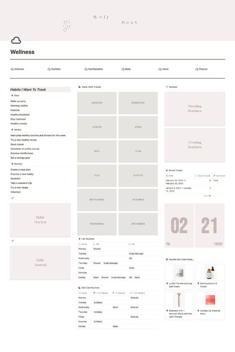 #Dashboard_Aesthetic #Notion_Layout #Notion_Life_Planner_Template #Life_Planner_Template Notion Layout Ideas, Notion Layout, Study Planner Free, Social Media Tracker, Notion Ideas, Meal Prep Planner, Outfit Planner, Habit Formation, Wellness Planner