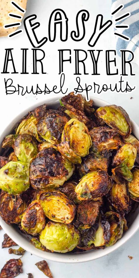 Air Fryer Brussel Sprouts, Brussel Sprouts Recipes Easy, Air Fryer Brussels Sprouts, Fried Brussel Sprouts, Cooking Brussel Sprouts, Sprouts Recipe, Bacon Brussel Sprouts, Air Fryer Oven Recipes, Air Fry Recipes