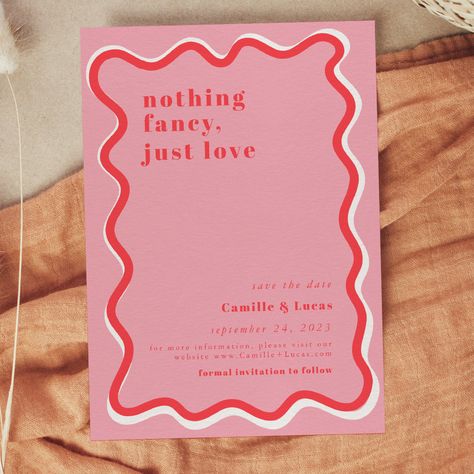 Nothing Fancy Just Love Invitation, Nothing Fancy Just Love, Red Wedding Decorations, Retro Wedding Invitations, Pink Wedding Inspiration, Cricut Wedding, Wedding Projects, Trendy Wedding Invitations, Wedding Girl