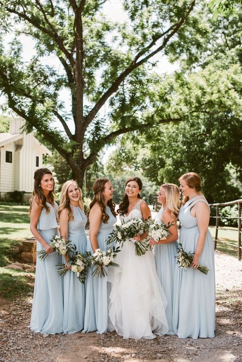 Sky blue long flowy Azazie bridesmaid dresses Mist Bridesmaid Dresses Azazie, Azazie Mist Blue Bridesmaid Dresses, Azazie Sky Blue Bridesmaid Dresses, Bridesmaid Dresses Sky Blue, Azazie Sky Blue, Mist Bridesmaid Dresses, Lavender Bridesmaid Dresses Long, Spain Ranch, Modern Barn Wedding