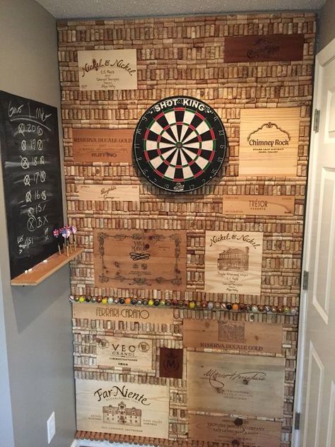 Cork Dartboard, Crate Bar, Dart Board Wall, Small Bars For Home, Pool Table Room, Wine Cork Diy Crafts, Wine Cork Diy, Modern Home Bar, Cork Projects