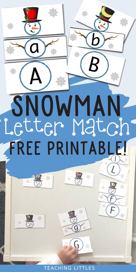 This free printable preschool winter activity involves matching upper & lower case letters, and letter sound, to complete the snowman. Snowflake Literacy Activities, Winter Literacy Activities For Toddlers, Literacy Winter Activities Preschool, Upper And Lower Case Activities, Upper Lower Case Letter Match, Lower And Upper Case Letters Activities, Winter Nursery Activities, Lower Case Letter Activities, Preschool Snowman Theme