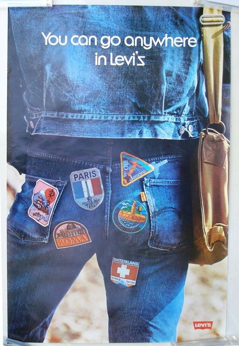 1970's Levi's Jeans Advertising Poster: You Can Go Anywhere In Levi's | eBay Jeans Advertising, 70s Ads, Denim Ads, Campaign Advertising, Thrifted Fashion, February Ideas, Publicidad Creativa, Campaign Fashion, Secret Door