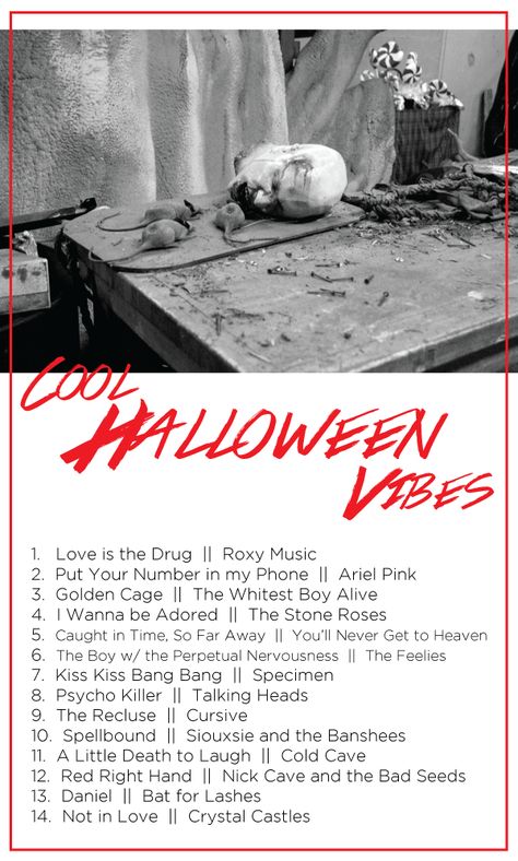 Good Playlist, Moody Halloween, Indie Music Playlist, Indie Songs, Halloween Playlist, Traditional Halloween, Party Playlist, Halloween Songs, Roxy Music