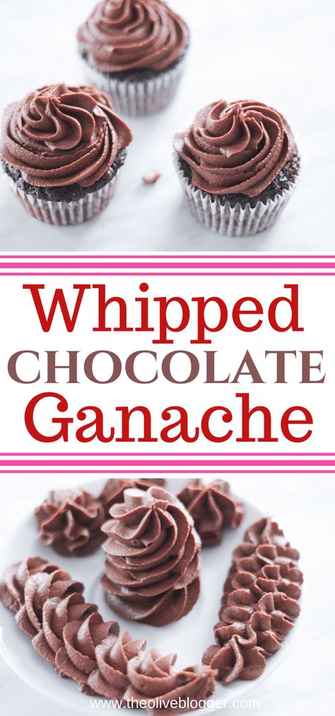 Easy Decadent Whipped Chocolate Ganache Frosting - The Olive Blogger Chocolate Ganache Frosting Without Cream, Whipped Chocolate Ganache Recipe, Whipped Ganache Frosting, Whipped Ganache Filling, Whipped Chocolate Ganache Filling, Chocolate Ganache Cream Cheese Frosting, Whipped Milk Chocolate Ganache, Chocolate Ganash Frosting, Whipped Chocolate Ganache Frosting