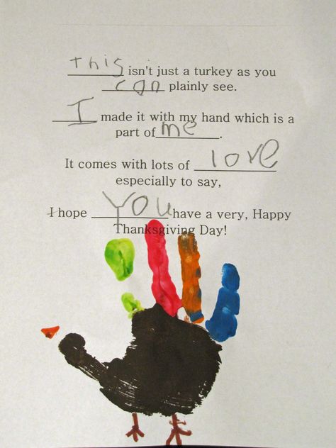 christmas handprint poems | may be biased... but isn't this SOOOOO cute?! Poem For Preschoolers, Thanksgiving Handprint, Turkey Handprint Craft, Thanksgiving Poems, Thanksgiving Kindergarten, Thanksgiving School, Turkey Handprint, Thanksgiving Classroom, Simple Thanksgiving