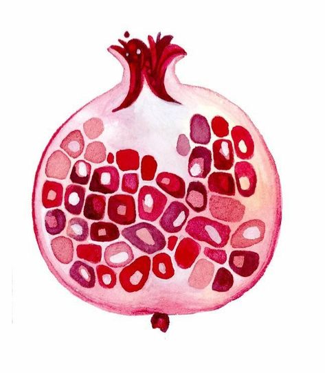 Watercolor Layering, Pomegranate Watercolor, Pomegranate Art, Gouache Illustration, Arte Sketchbook, Fruit Art, Painting Art Projects, Watercolor Ink, Pottery Painting