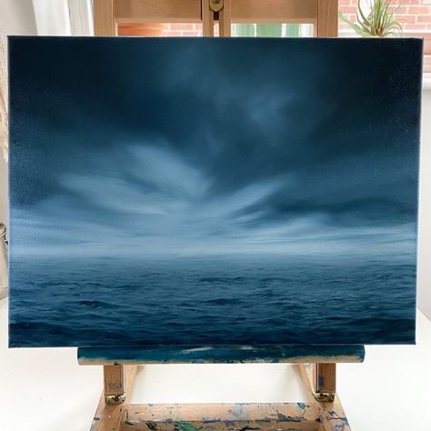 Nighttime Ocean Painting, Sea Drawing Acrylic, Dark Sea Painting, Dark Ocean Painting, Ocean Painting Oil, Ocean Painting Acrylic, Oil Painting Sea, Acrylic Ocean, Sea Oil Painting