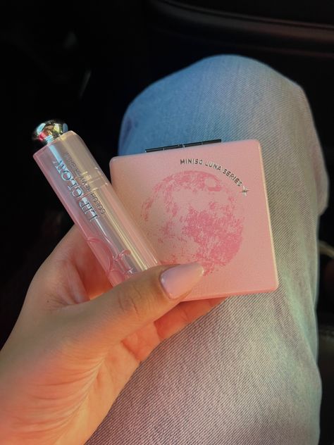 Compact Mirror Aesthetic, Capacious Bag, Pink Dior, Mirror Aesthetic, Dior Lip, Dior Lip Glow, Lip Glow, Pink Mini, Compact Mirror