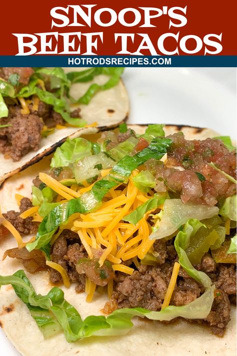 A simple Beef Tacos recipe from Celebrity Snoop Dogg. Super easy to make using simple ingredients. Makes a great beginner recipe. Snoop Dogg's Recipes, Snoop Dogg Cookbook Recipes, Snoop Dog Recipes, Snoop Dogg Recipe, Quesadilla Taco, Taco Bueno, Asian Stir Fry Recipe, Mexican Food Ideas, Chili Instant Pot