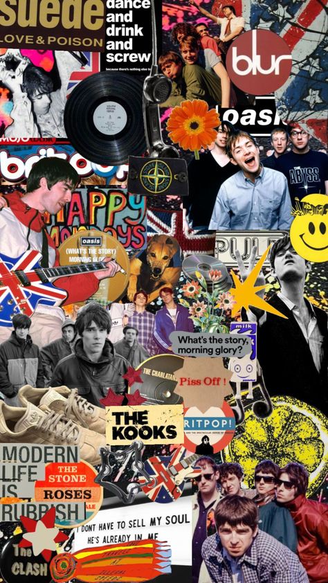 #myfirstshuffle #music #madchester #keepitlemon #oasis #blur #thestoneroses #pulp Rock Collage, Brit Pop, Music Collage, Pop Posters, Trainspotting, British Invasion, 90s Music, Poster Room, New Ipad