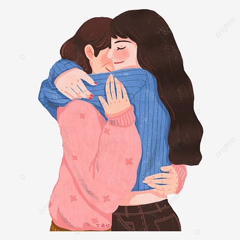 Illustration Of Women, Mother And Daughter Drawing, Mother Clipart, Hug Cartoon, Hugging Drawing, Mom Drawing, Hug Illustration, Mother Daughter Art, Watercolor Flower Background