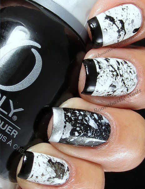 Splatter Nail Design Nails Monochrome, Nail Ink, Splatter Nails, Nails Painted, Hello Nails, Fingernail Polish, Nice Nails, Beauty Finds, Best Nail Art Designs