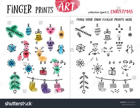 Finger prints art. The task teaches your kids how to make different Christmas attributes. Collection in vector. Christmas. Part 1. #Ad , #spon, #task#teaches#kids#Finger Finger Print Animals, Christmas Finger Print Crafts, Finger Print Christmas Art, Finger Print Christmas Craft, Christmas Finger Print Art, Finger Print Art Kids, Christmas Fingerprint Art For Kids, Christmas Thumbprint Art, Fingerprint Christmas Ornaments