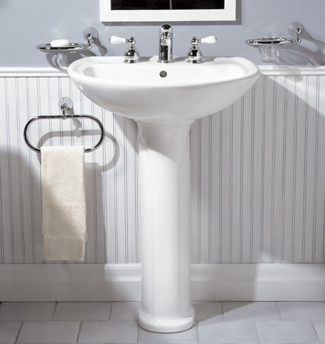 Cadet Ceramic 25" Pedestal Bathroom Sink with Overflow Pedestal Sink Bathroom, White Wood Paneling, Pedestal Bathroom Sink, Pedestal Sinks, Rustic Bathrooms, Pedestal Sink, Sink Design, Sink Top, Bathroom Sinks