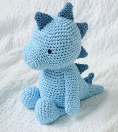 50 Dinosaur Crochet Patterns to Make: Cute Dino Plushies - A More Crafty Life Mosu Bag, Dino Plushies, Crochet Dinosaur Pattern Free, Dinosaur Crochet, Crochet Dinosaur Patterns, Japanese Knot, Crochet Toys Free Patterns, Crochet Toys Free, Knot Bag