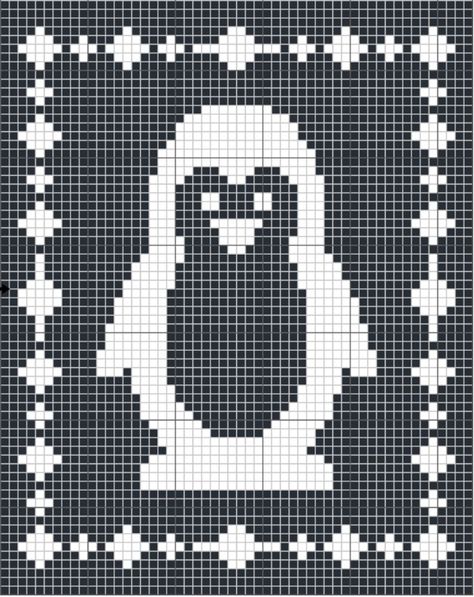 Filet Penguin Blanket Crochet Pattern - The Lavender Chair Crochet Baby Blanket Diagram Charts, Lavender Chair Crochet Patterns, Crochet Penguin Blanket, Fillet Crochet Patterns Free, Filet Crochet Patterns Free Charts, Penguin Chart, Penguin Blanket, Lavender Chair, The Lavender Chair