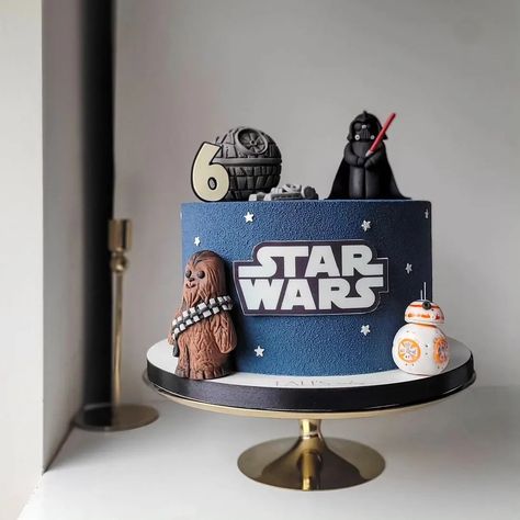 15 Unique Star Wars Cake Ideas For Beginner And Pro Bakers. - The Perfect Cake Idea Starwars Cake Simple, Star Wars Theme Cake, One With The Force First Birthday Cake, Star Wars Birthday Cakes, Star Wars Cakes Birthday Boys, Star Wars Birthday Cake Ideas, Simple Star Wars Cake, Star Wars Smash Cake, Star Wars Cake Easy