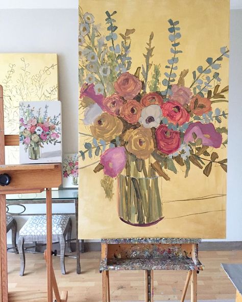 Big Floral, The Hardest Part, Getting Started, Floral Art, Flowers Bouquet, Flower Painting, Flower Art, Acrylic Painting, Canvas Art