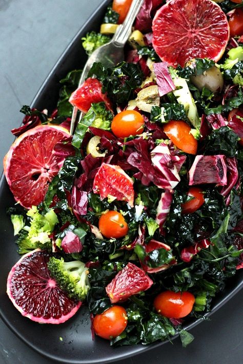 Winter Retreat Blood Orange Kale Salad | Garden in the Kitchen Citrus Salad Recipes, Retreat Food, Autumn Salad Recipes, Winter Salads, Balsamic Recipe, Strawberry Balsamic, Citrus Salad, Winter Retreat, Orange Salad