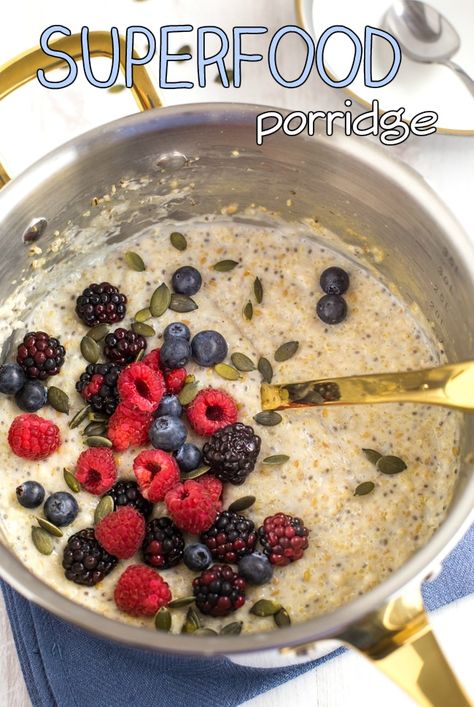 Superfood porridge (with quinoa, chia and flax) – Easy Cheesy Vegetarian Superfood Porridge, Healthier Breakfast, Breakfast Ideas Healthy, Vegan Gluten Free Breakfast, Apricot Smoothie, Paleo Snack, Healthy Quinoa, Gluten Free Breakfast, Porridge Recipes