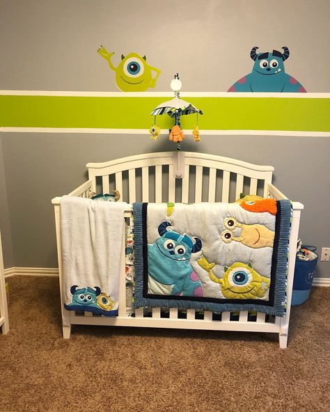 Cartoon Nursery Themes, Disney Animal Nursery, Monsters Inc Bedroom Ideas, Baby Boy Nursery Disney, Monsters Inc Nursery Ideas, Baby Boy Shower Table Centerpieces, Monsters Inc Room Decor, Nursery Furniture Ideas, Monsters Inc Bedroom