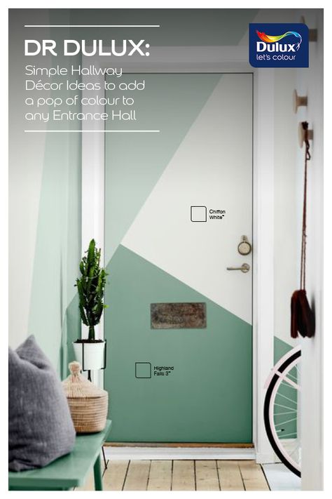 Create a geometric paint effect on your hallway doors. Painted Bedroom Doors, Entrance Corridor, Hallway Paint, Aesthetic Interior Design, Art Deco Interior Design, Wall Painting Decor, Studio Interior Design, Beautiful Interior Design, Studio Interior