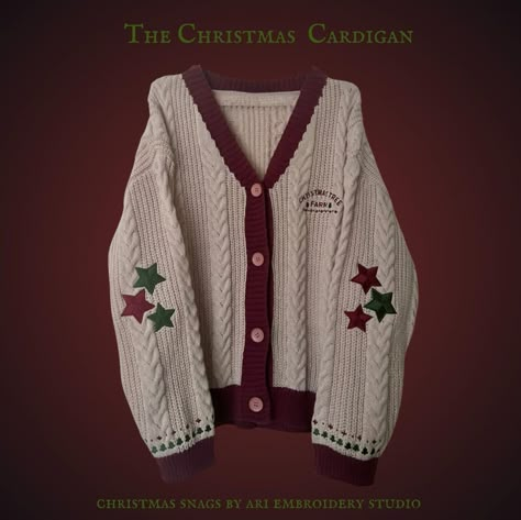 Christmas Cardigan Outfit, Embroidery Studio, Embroidery Cardigan, Christmas Fits, The Cardigans, Christmas Cardigan, Teacher Outfit, Tree Farm, Christmas Tree Farm