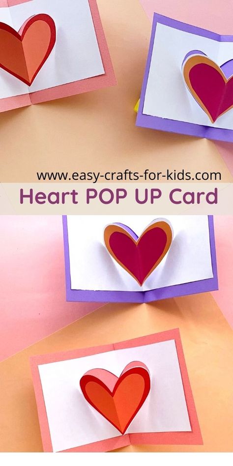 Love Heart Pop Up Card for Valentine's Day Pop Up Valentines Card, Pop Up Valentine Cards Diy For Kids, Pop Up Valentine Cards Diy, Valentine Mailbox Craft, Valentines Day Card Ideas, Pop Up Valentine Cards, Heart Pop Up Card, Cards Diy Easy, Valentine Card Crafts